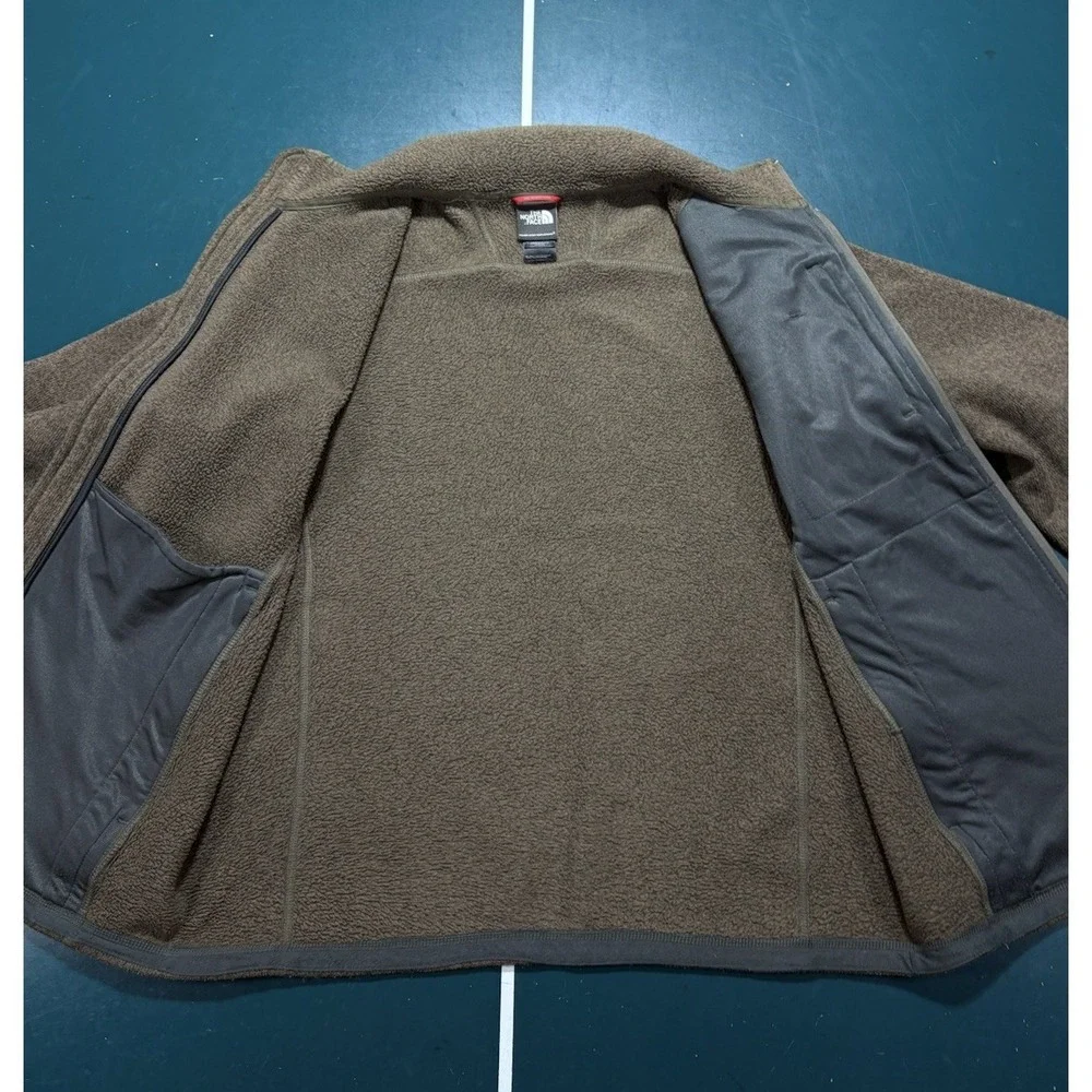 The North Face Fleece Sweater Full Zip Jacket Men's Large Heather Brown Outdoor